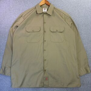 Dickies Men’s Large Khaki Work Shirt Button Front Short Sleeve Utility